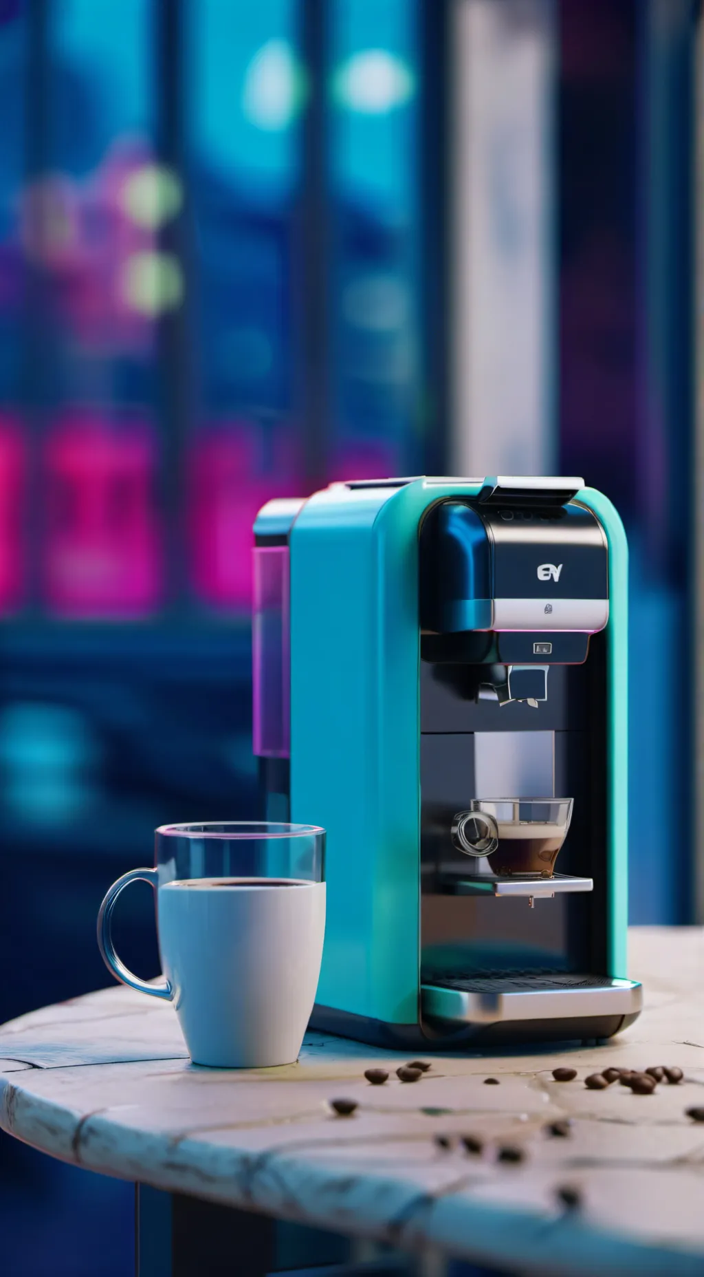 ai character: greggs coffe shop background