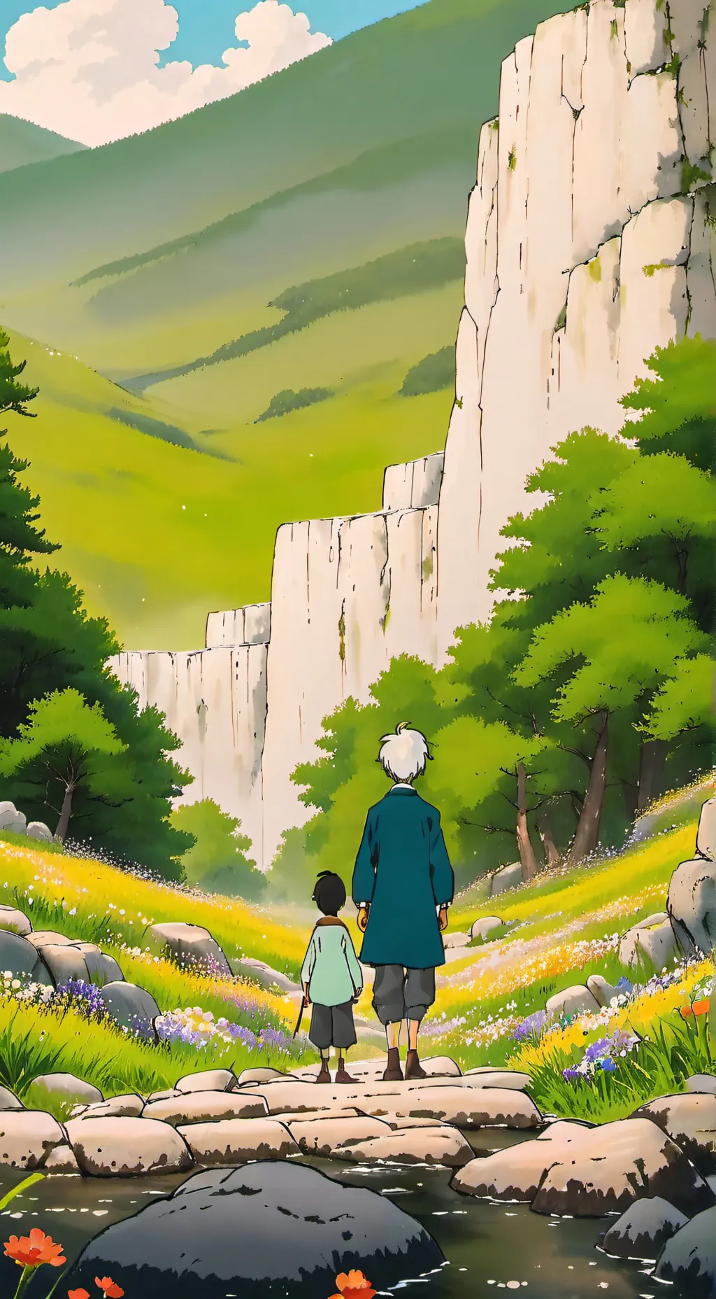 ai character: The blue mountain  background