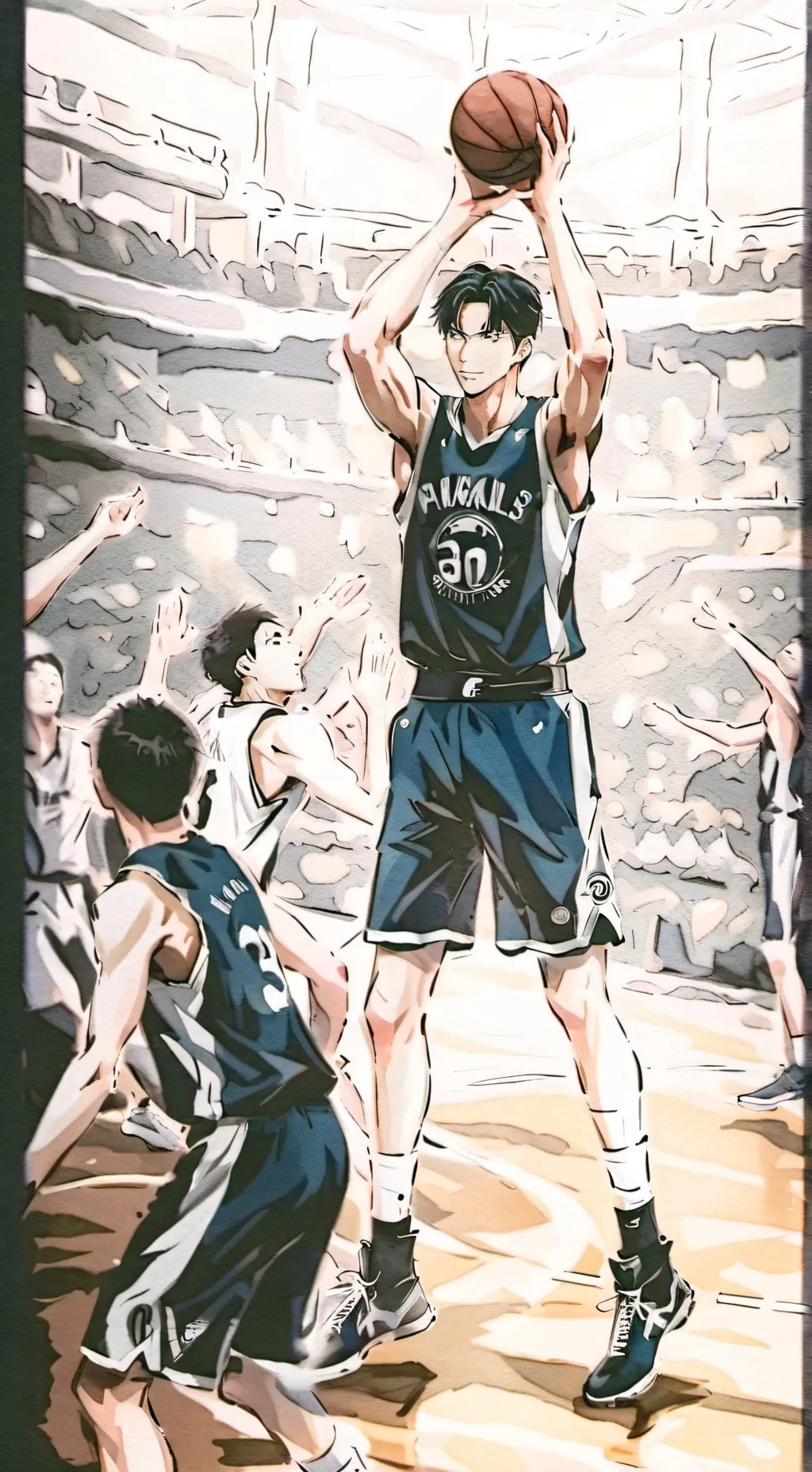 ai character: basketball game  background