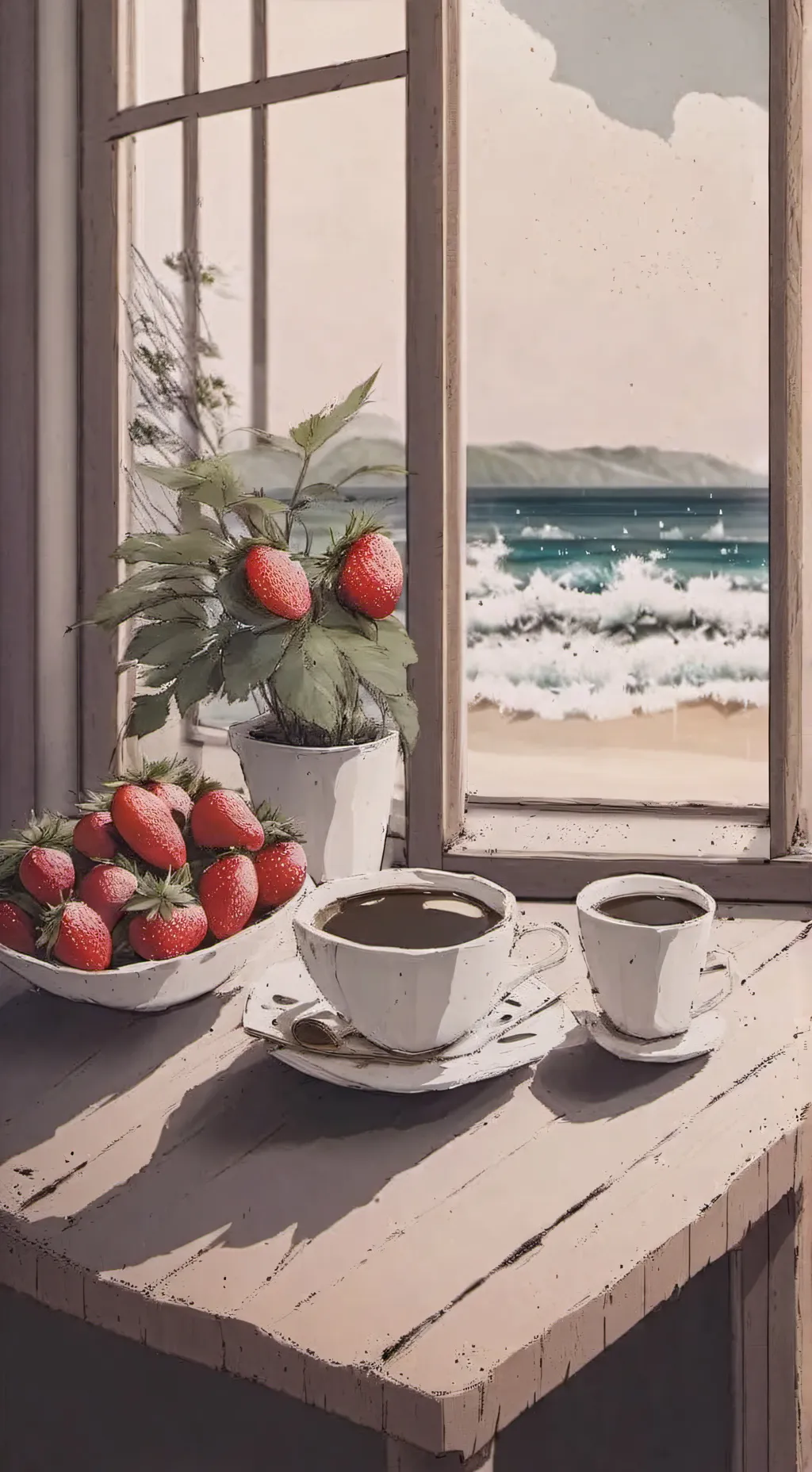 ai character: Hybrid Café background