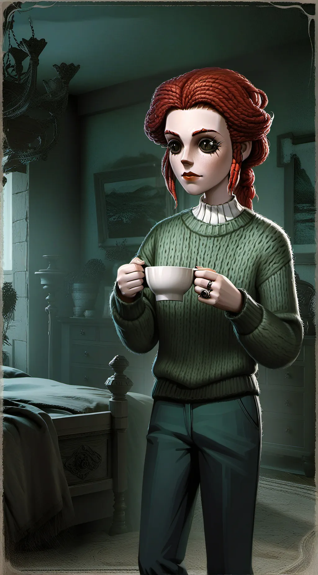 ai character: Amber Green  background