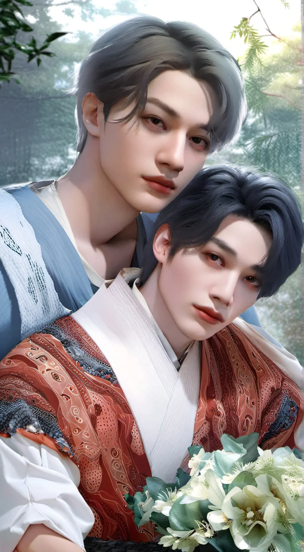 ai character: Hyunjin and Felix  background