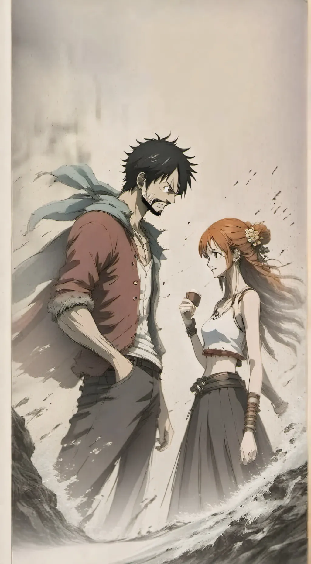 ai character: luffy and nami background