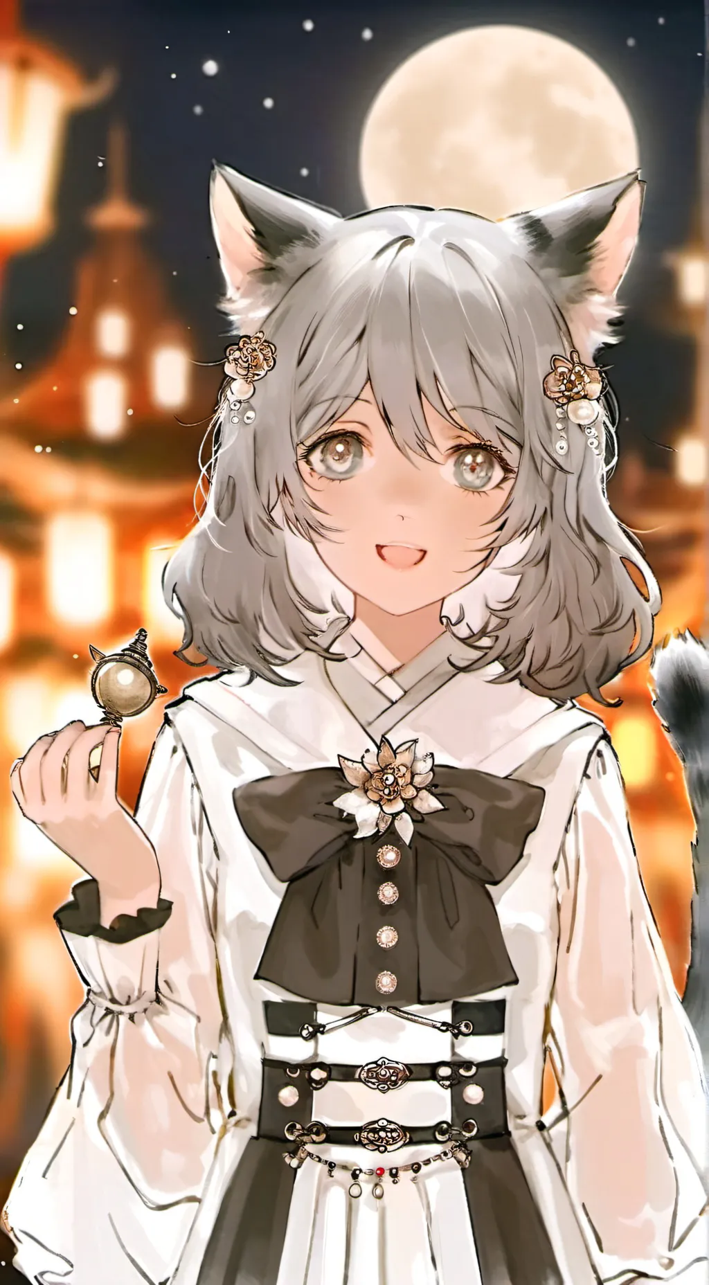 ai character: Luna the Moonlit Cat Spirit background