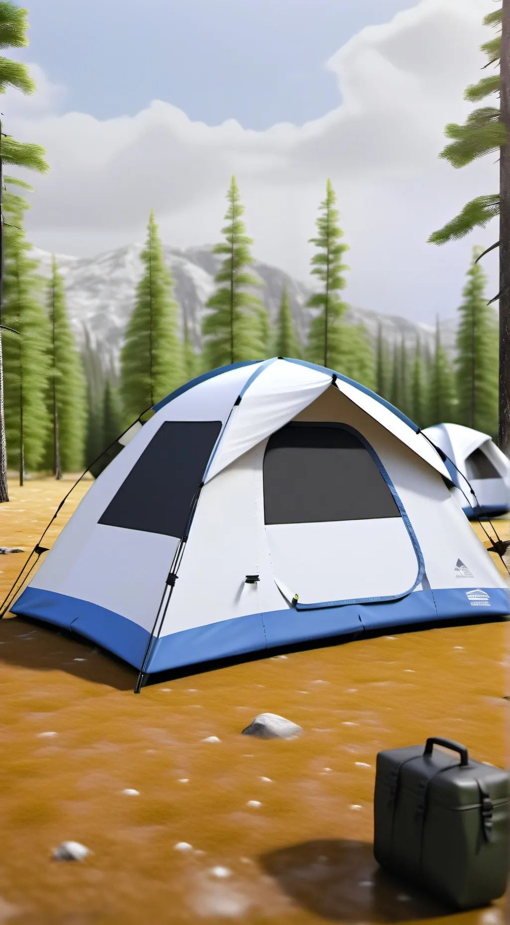 ai character:  camping trip! background