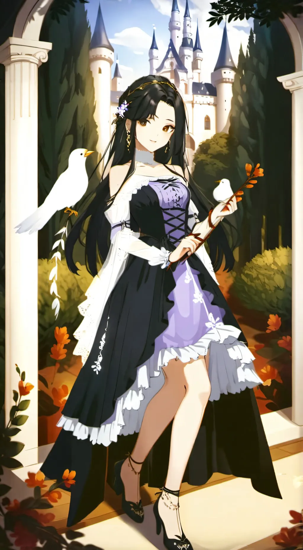ai character: queen of flowers u background