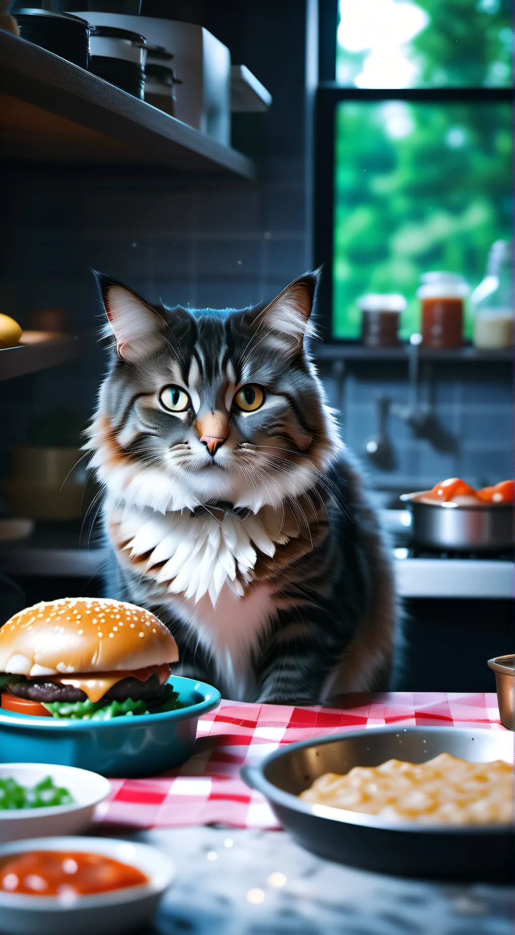 ai character: cat burger background