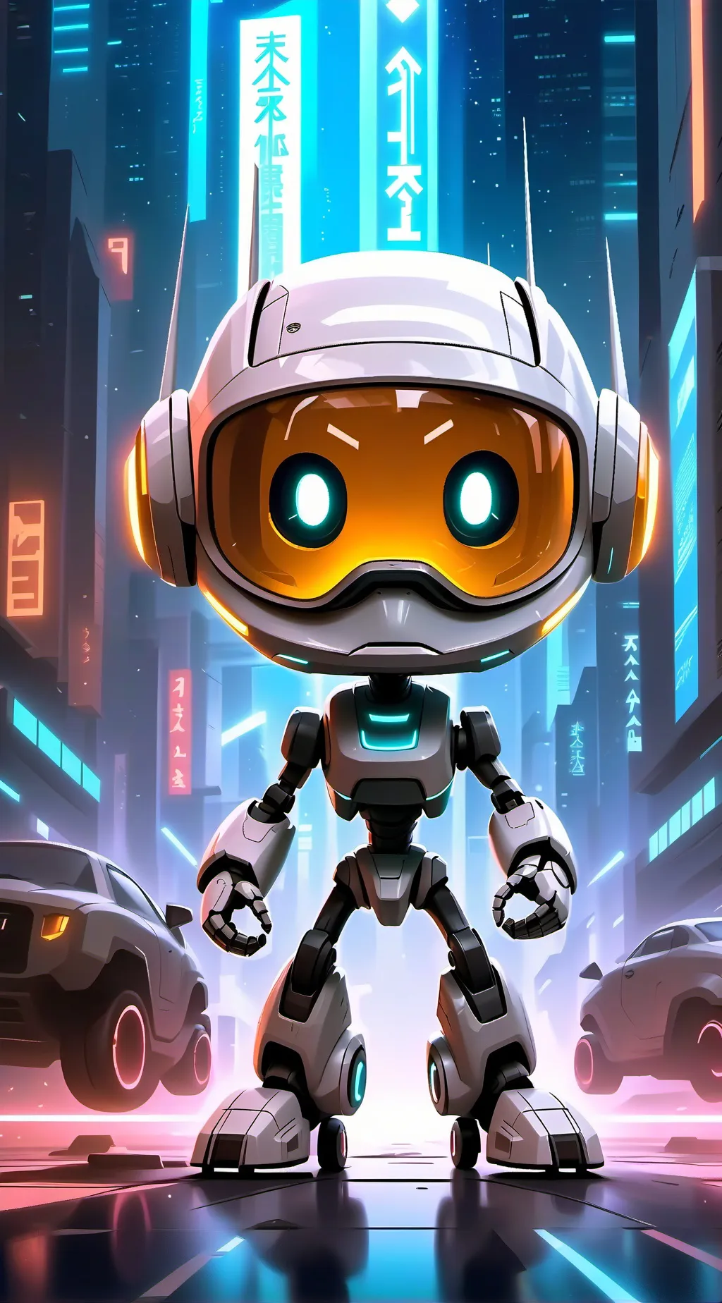 ai character: Neon background