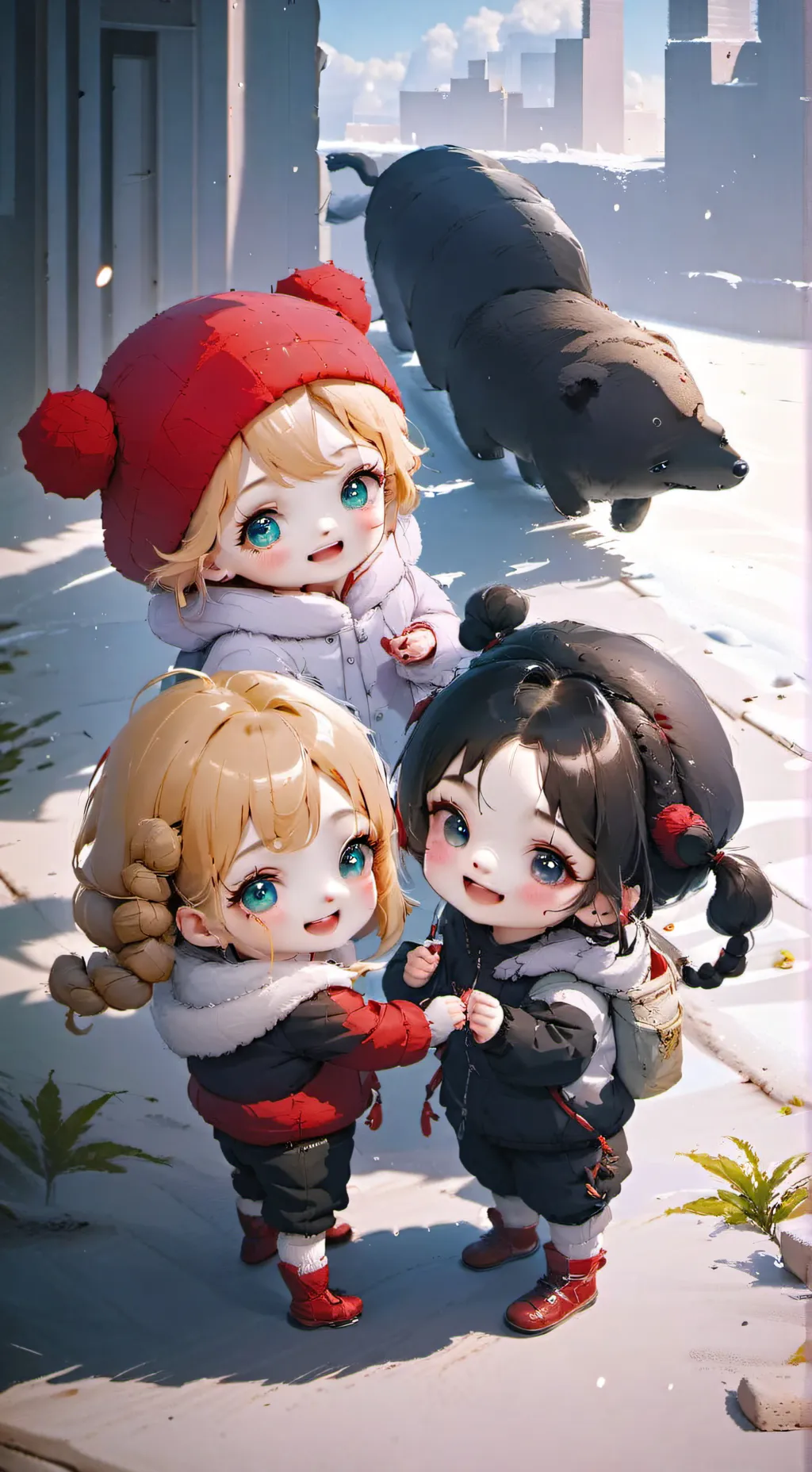 ai character: Mia Maya and Mandy background