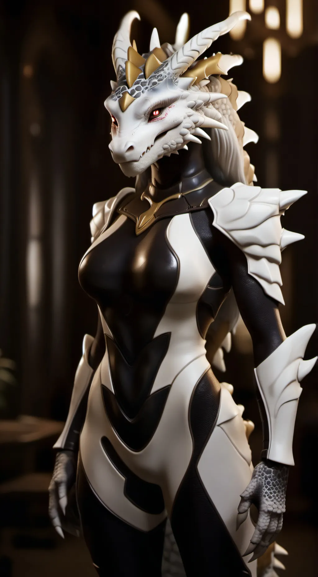ai character: female dragon suit background