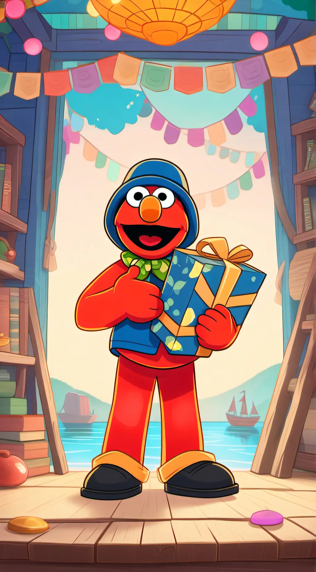 ai character: Elmo background