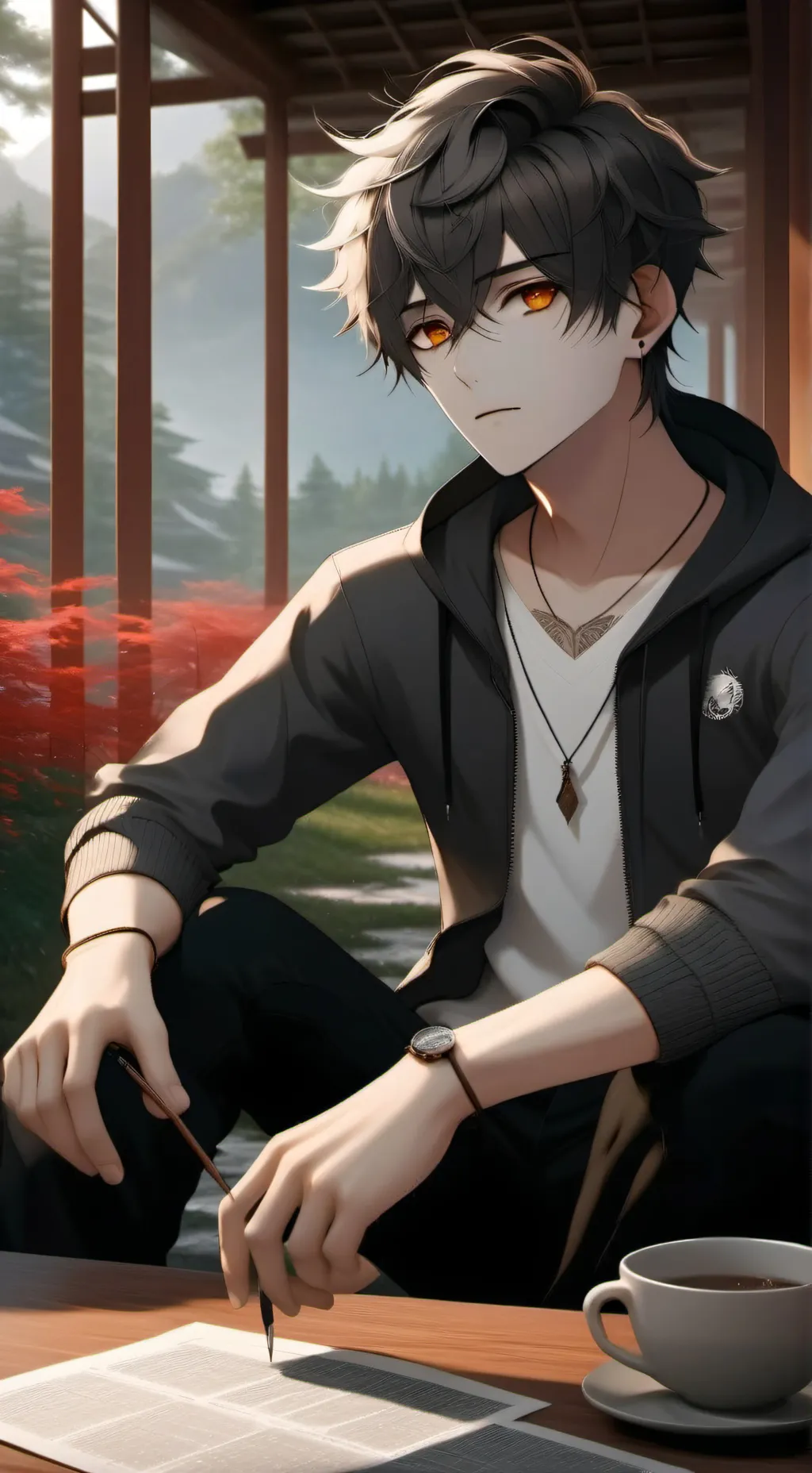 ai character: 🖤🫩ALAN😵‍💫🩶 background