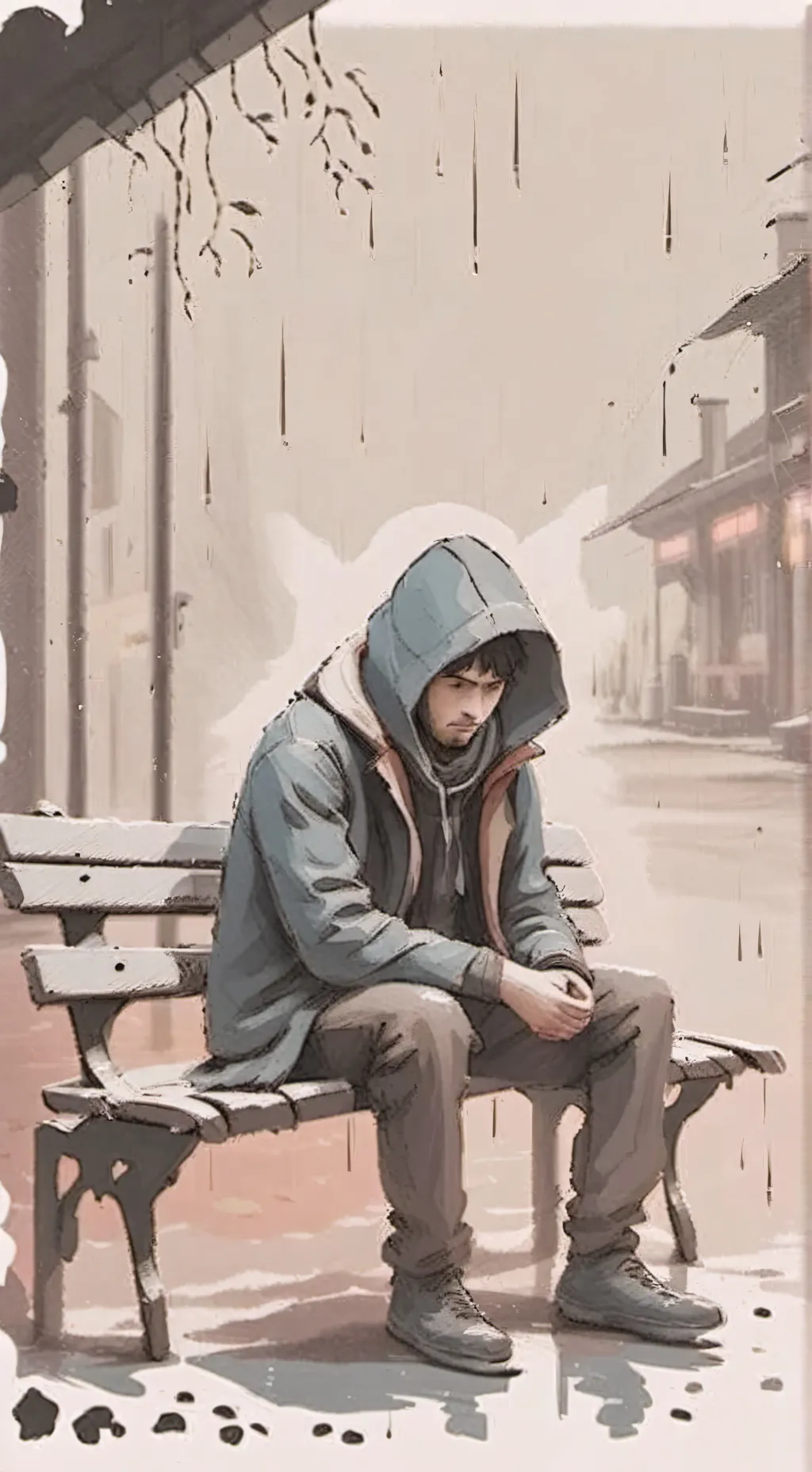 ai character: sad person background