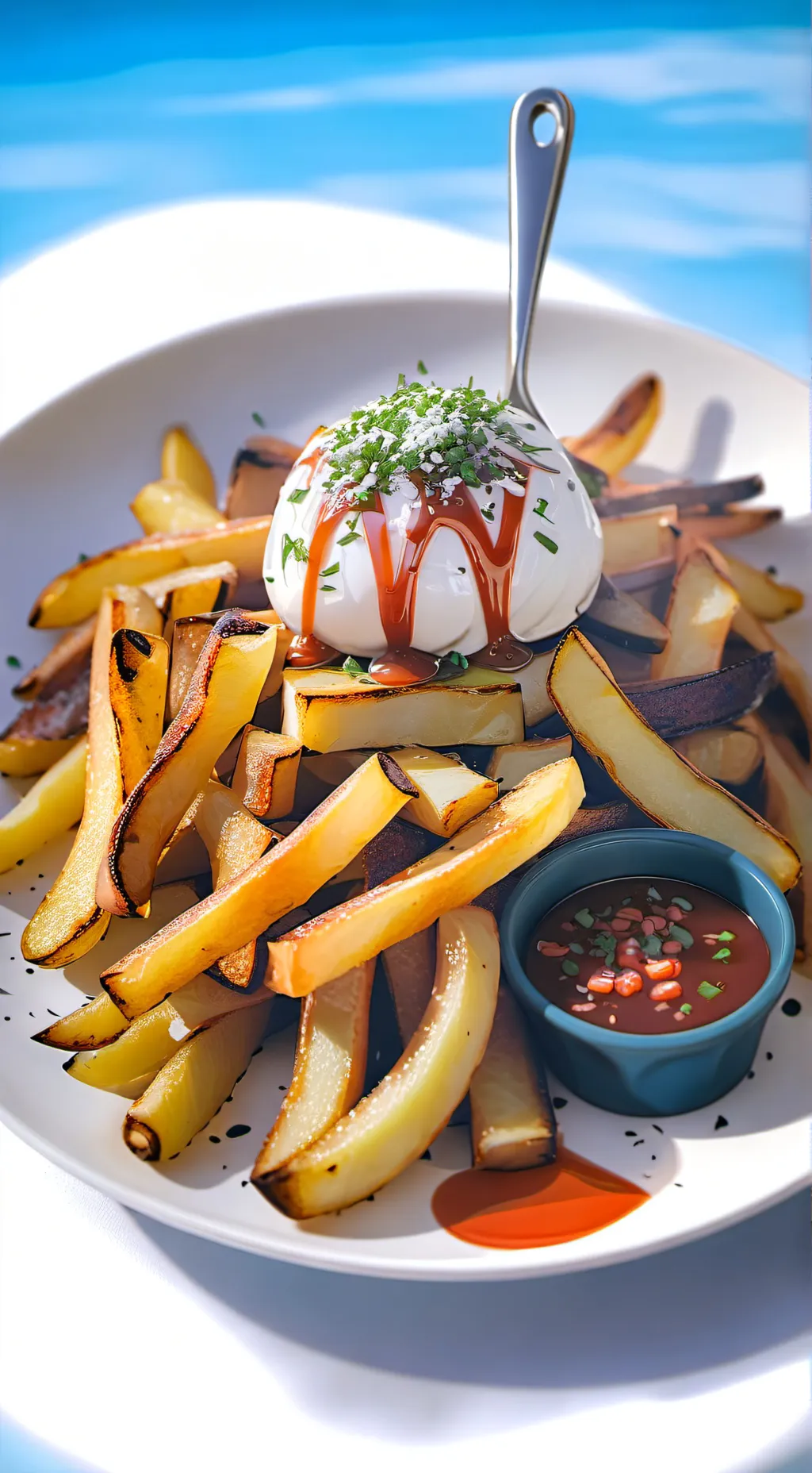 ai character: Fries Food background