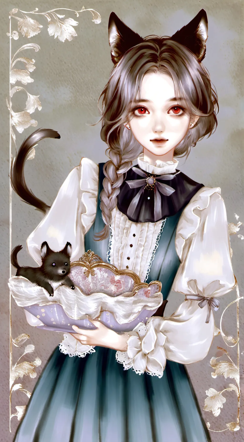 ai character: Grey Furry Pup Spi background