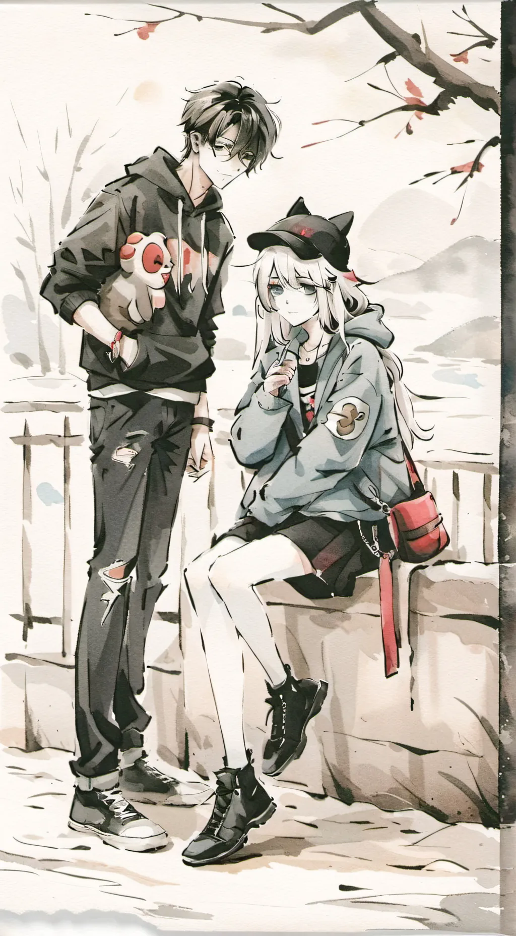 ai character: Mira and Genesis background