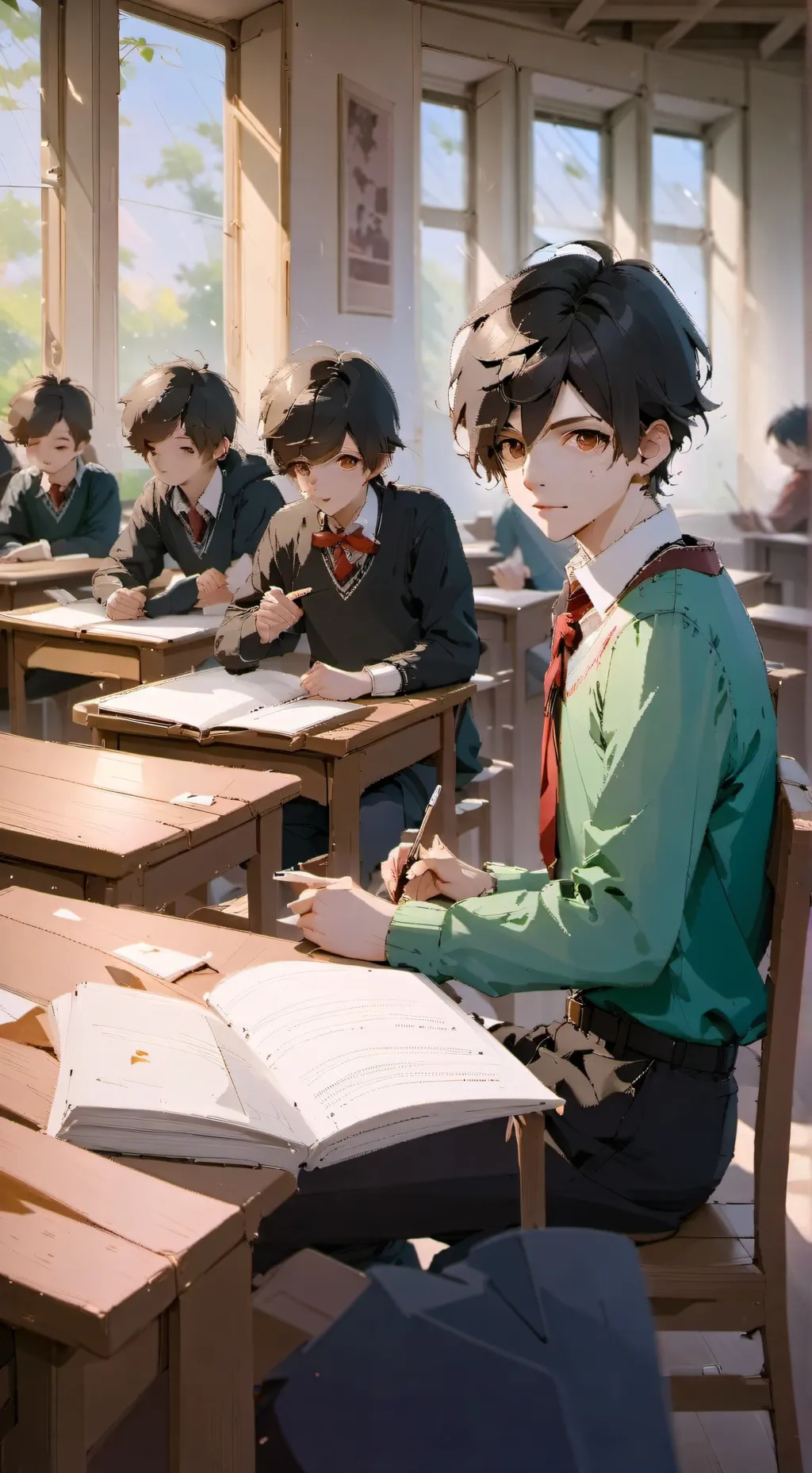 ai character: boys school  background