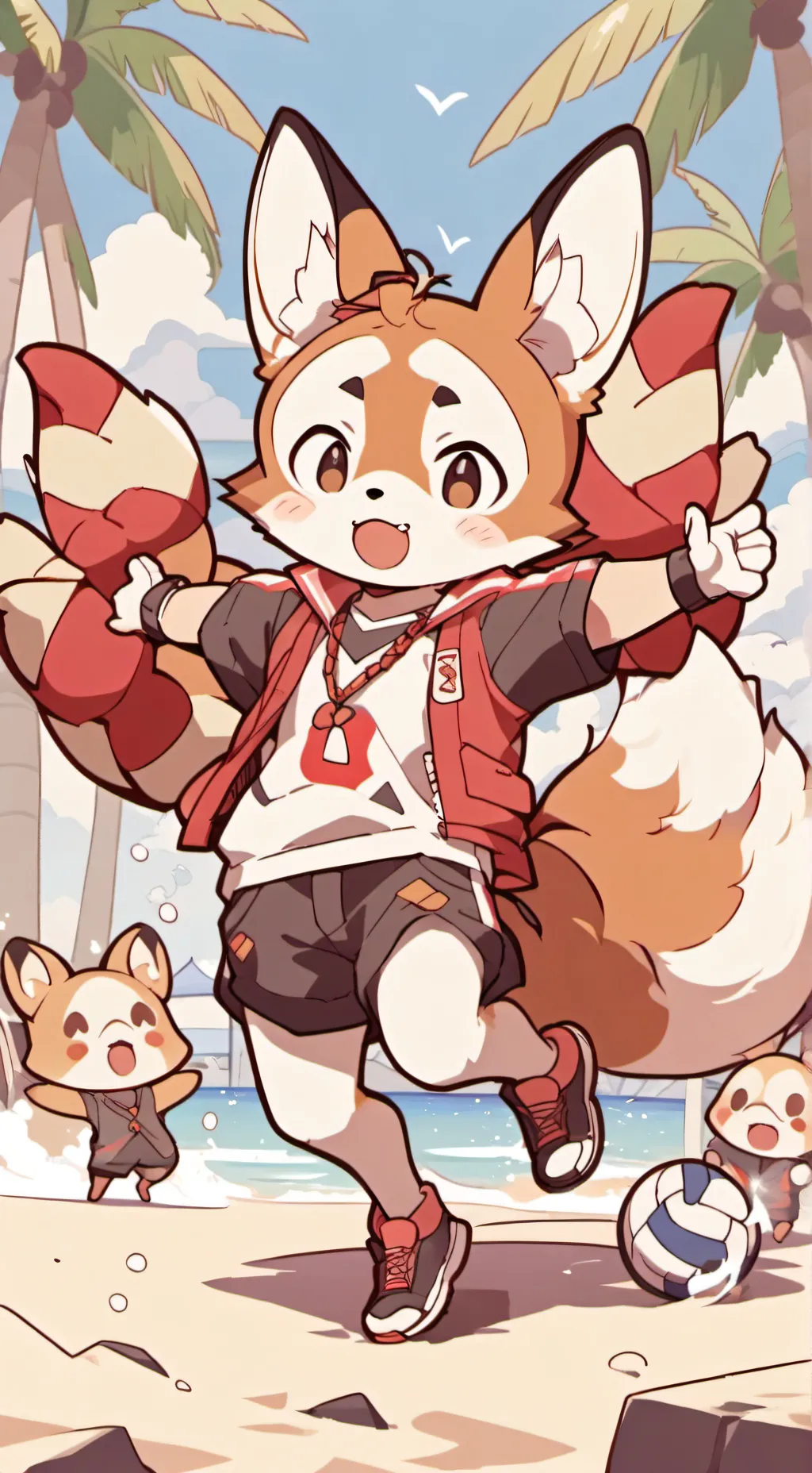 ai character: sonic beach day background