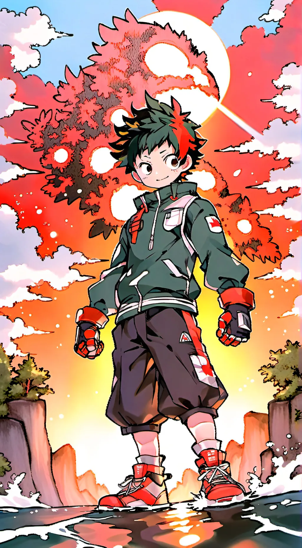 ai character: MHA fishing trip background