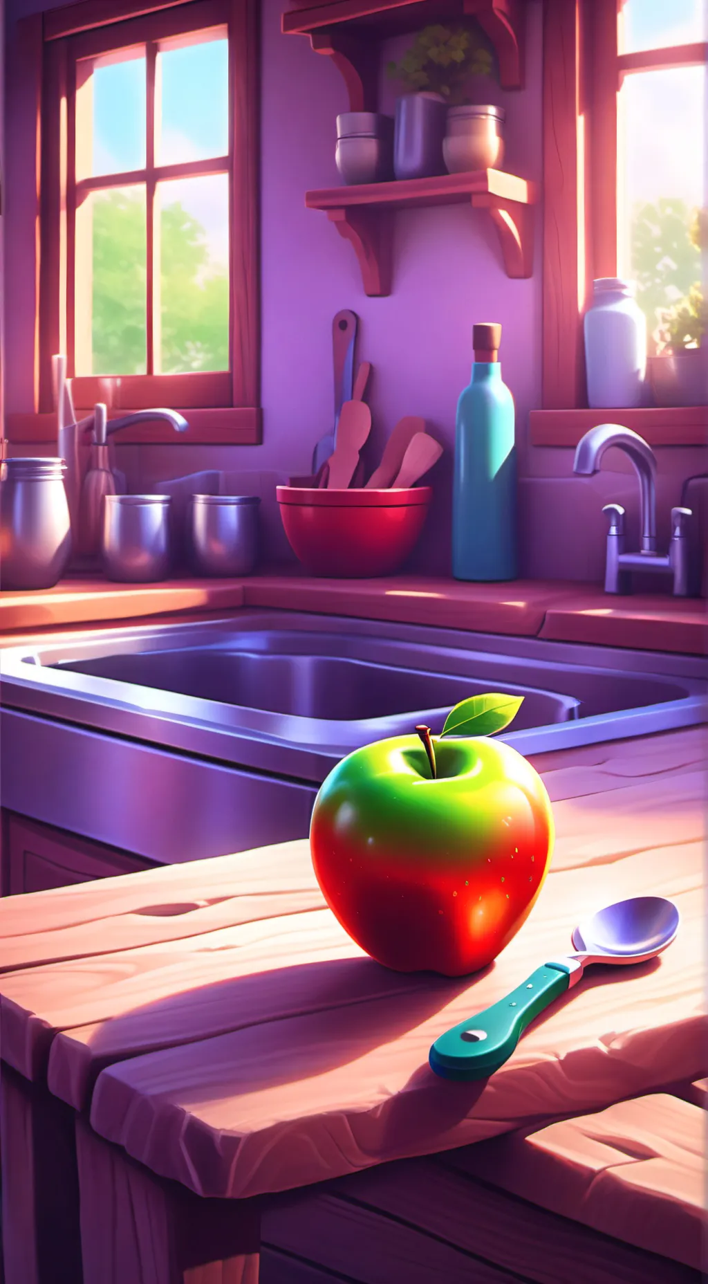 ai character: Apple Food background