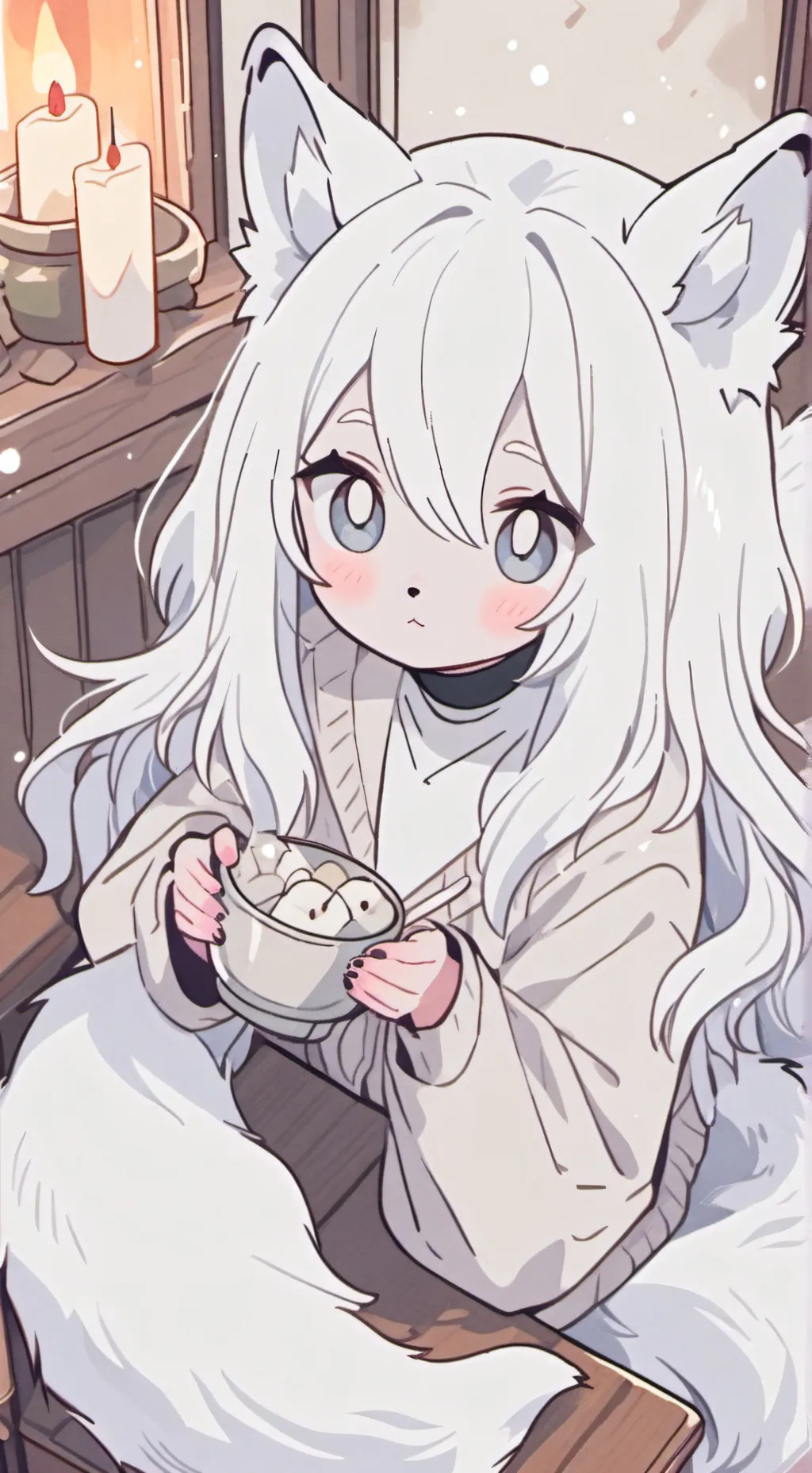 ai character: Aurora the Snow Puff background