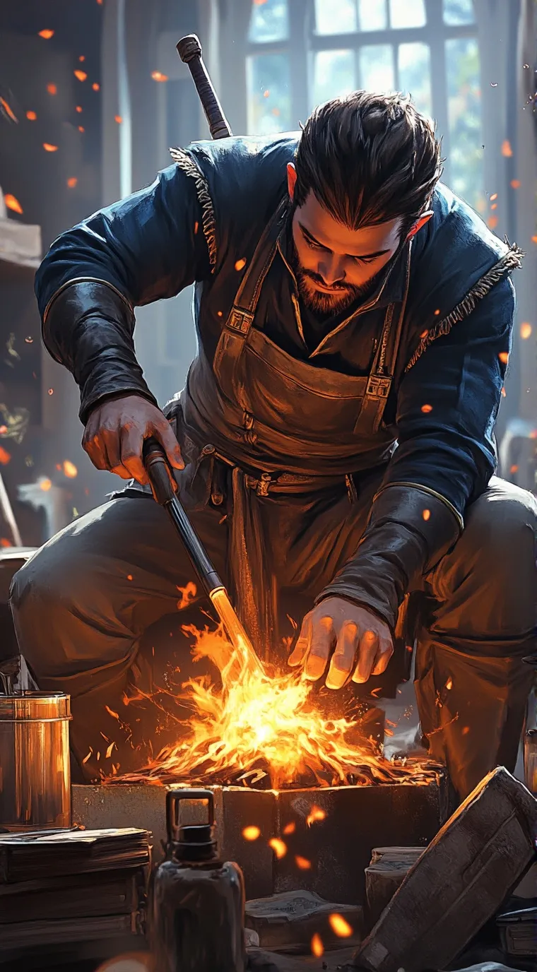 ai character: blacksmith background