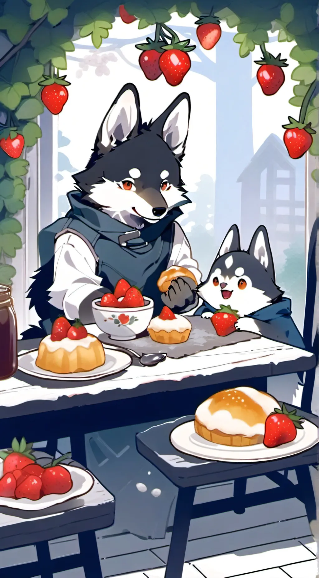 ai character: fruit cake background