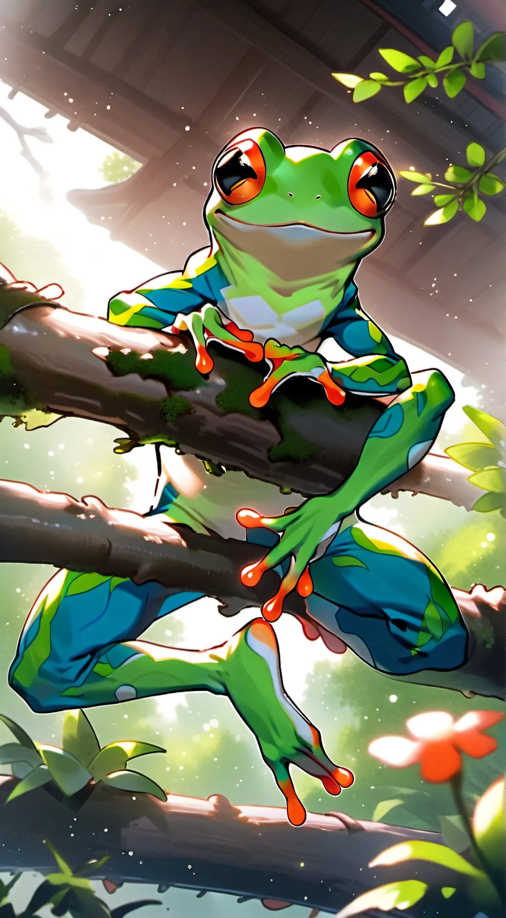 ai character: Tree Frog Furry background