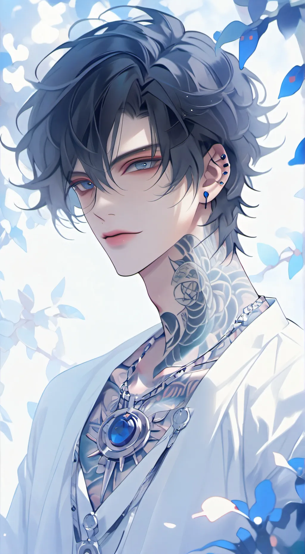 ai character: 🖤🩵 ℒℯℴ🩵🖤 background