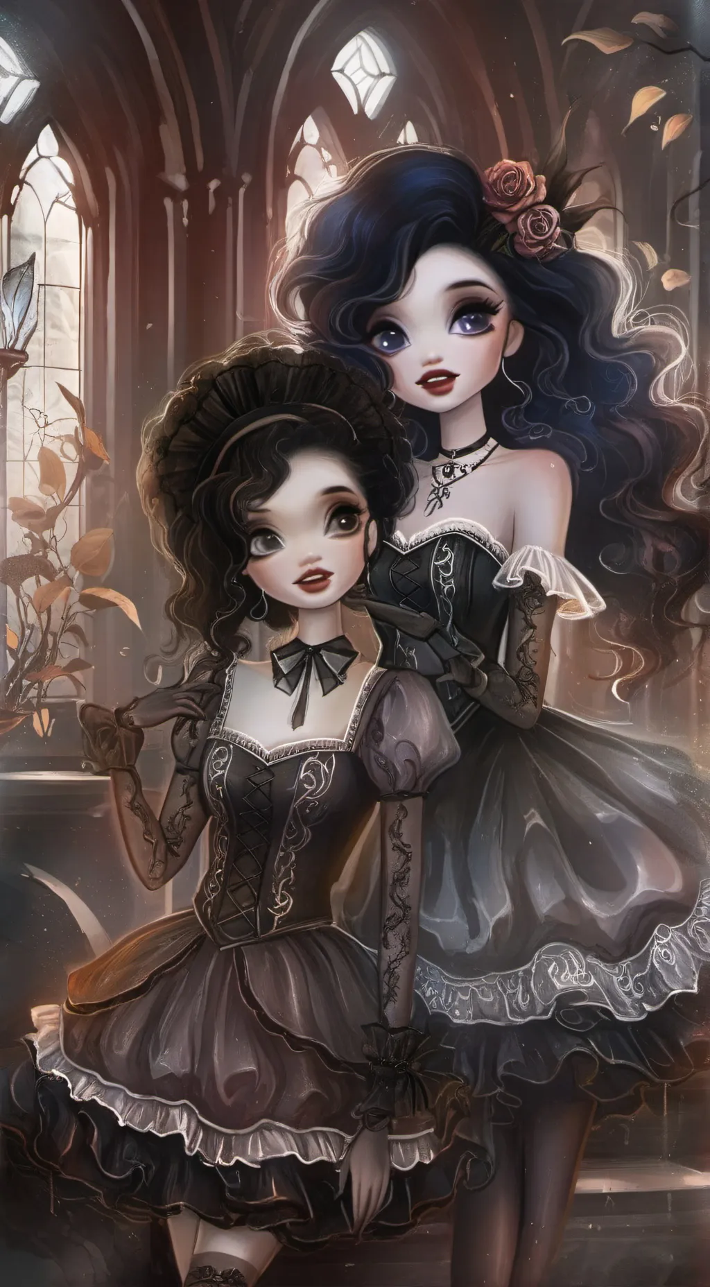 ai character: goth and gothia  background