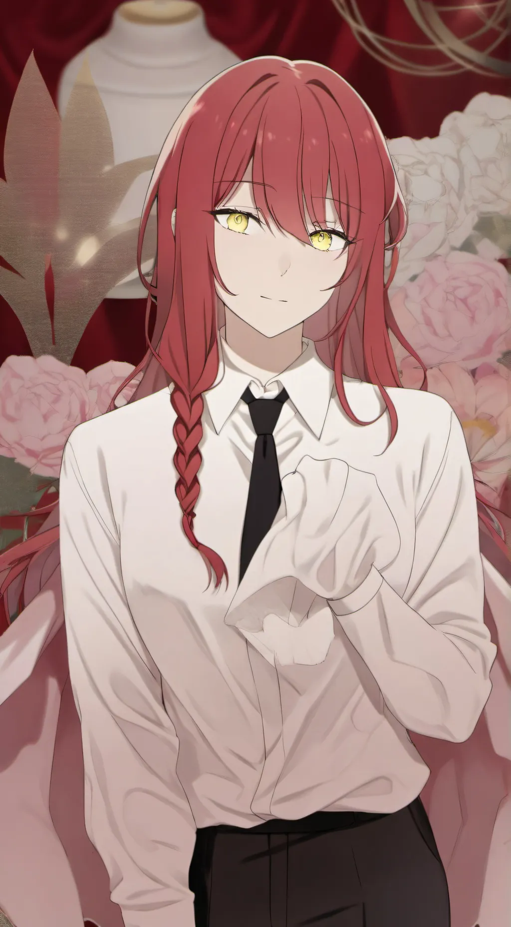 ai character: movie whit makima  background