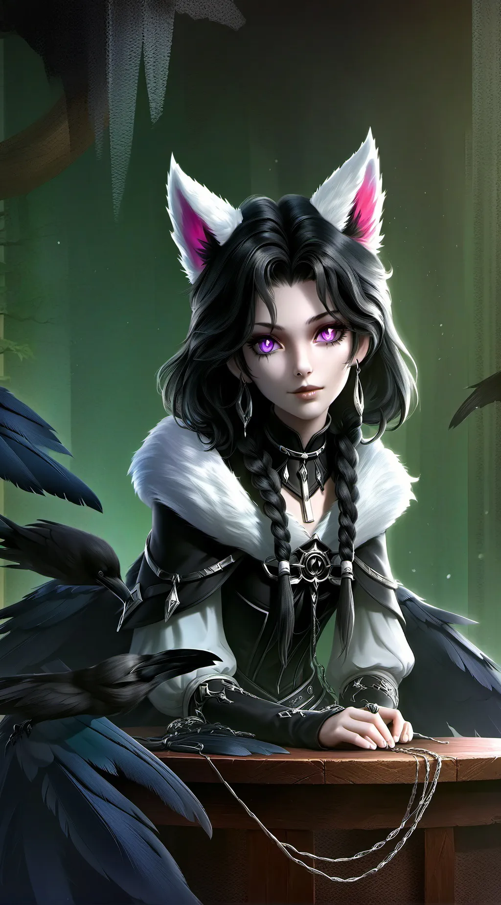 ai character: Raven-Furred Spiri background