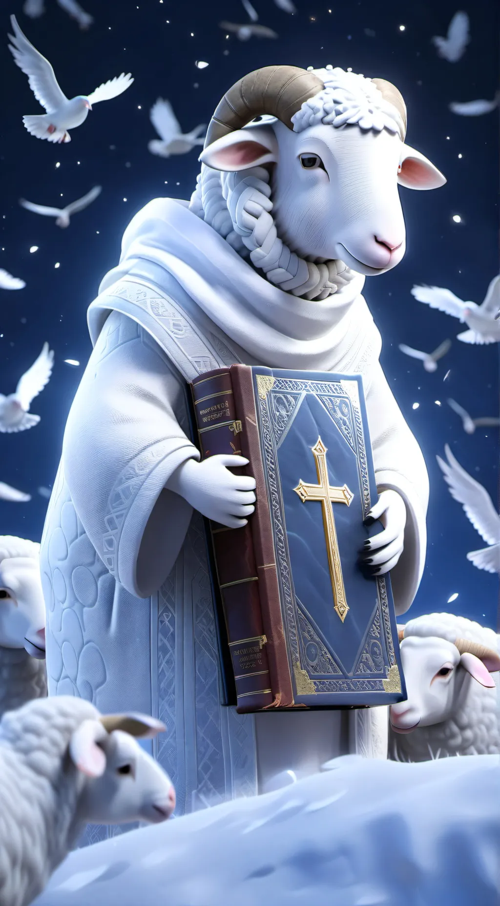 ai character: Saint Michaela  background