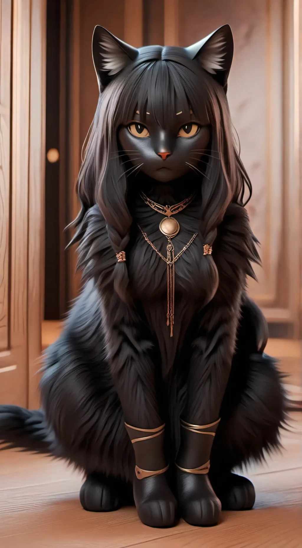 ai character: black cat fursuit background