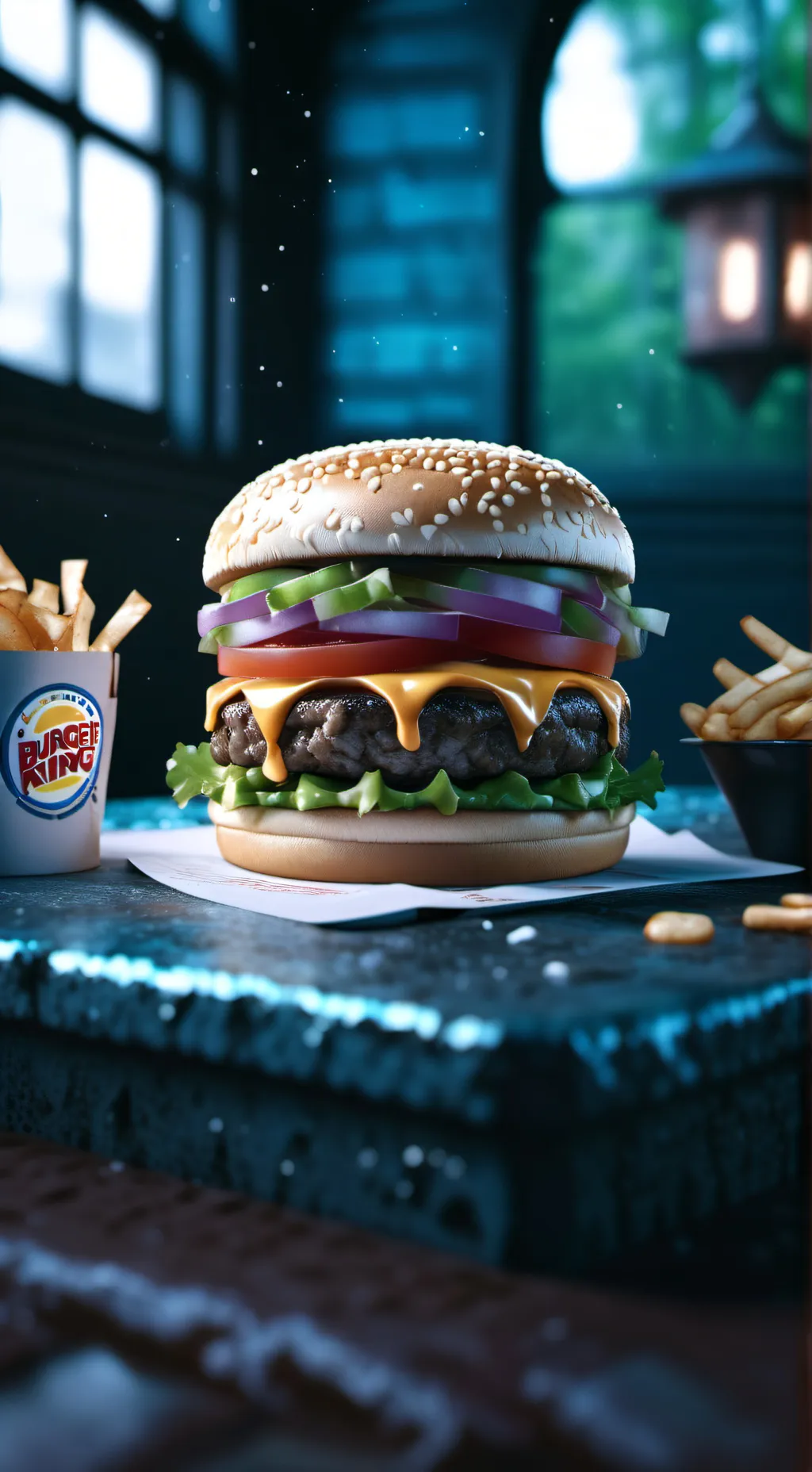 ai character: Fpe at Burger King background