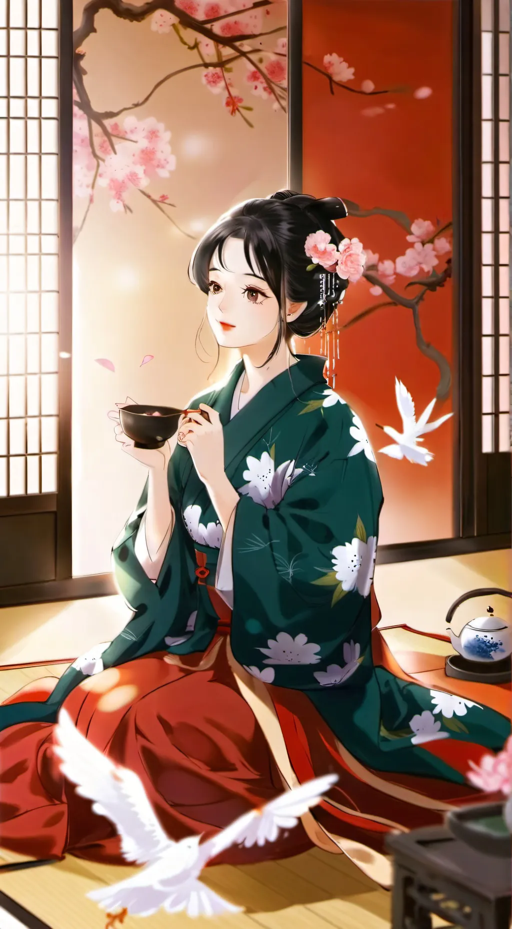 ai character: tomioka mujer  background
