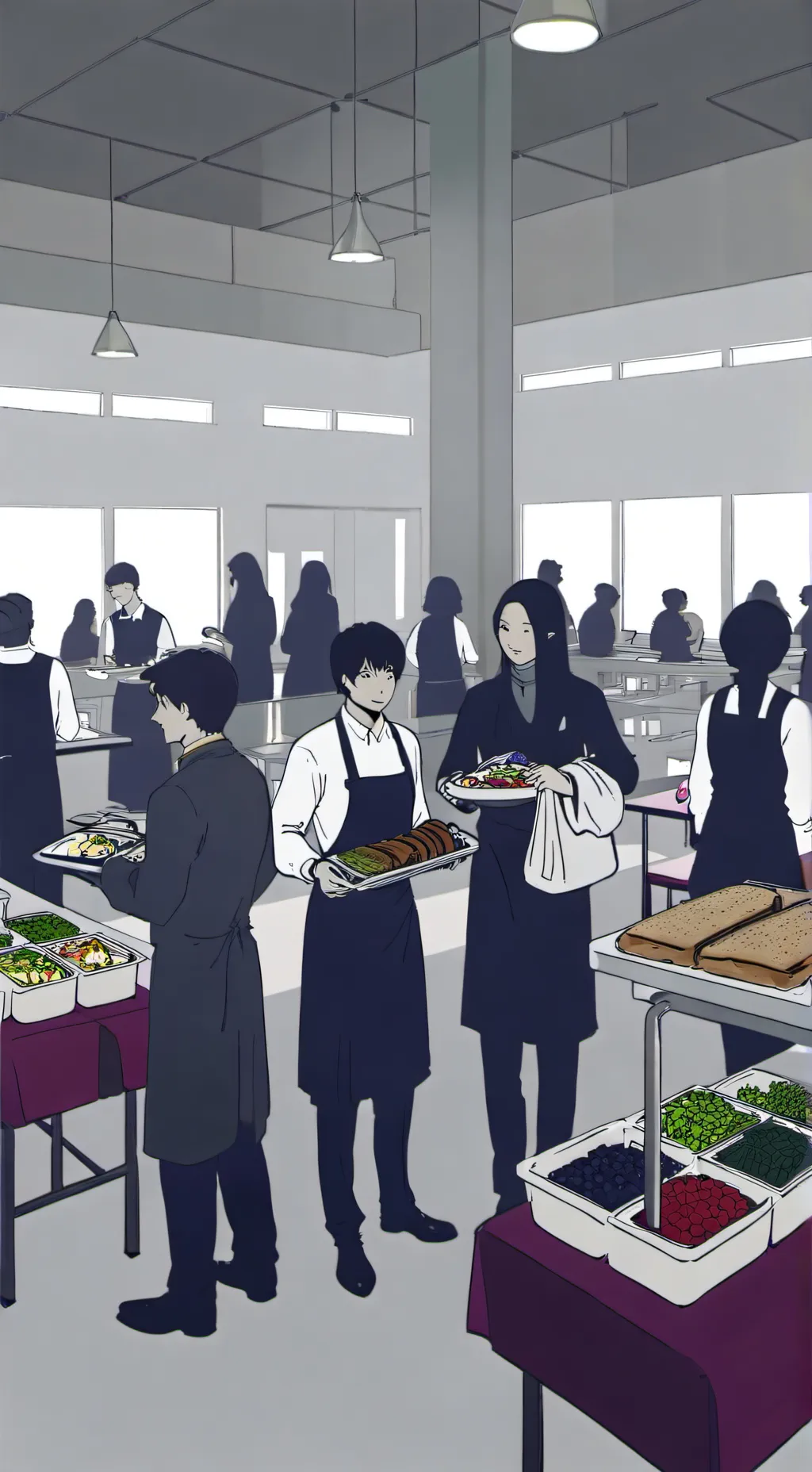 ai character: Cafeteria  background