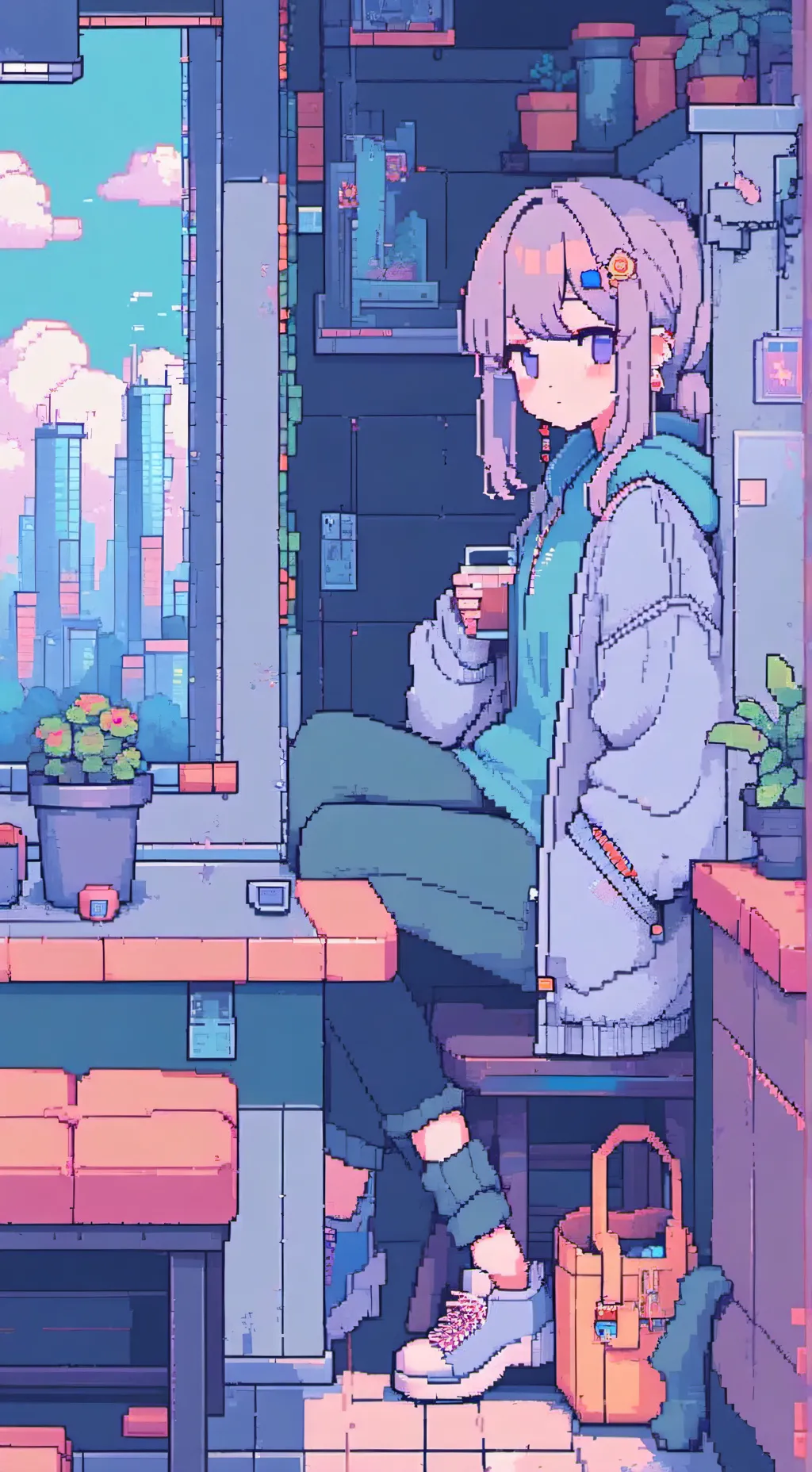 ai character: pixel world! background