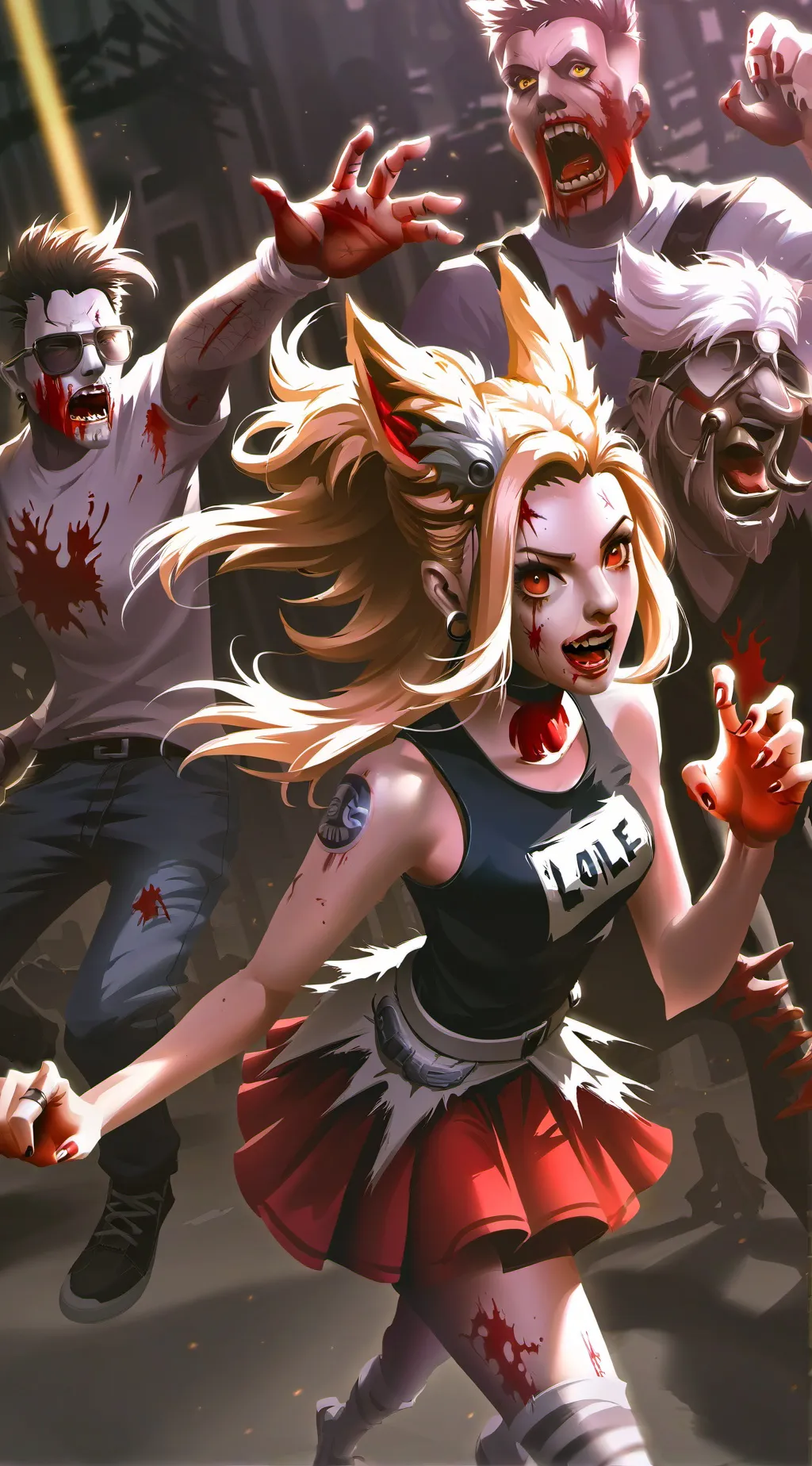 ai character: zombie,wolf,human  background