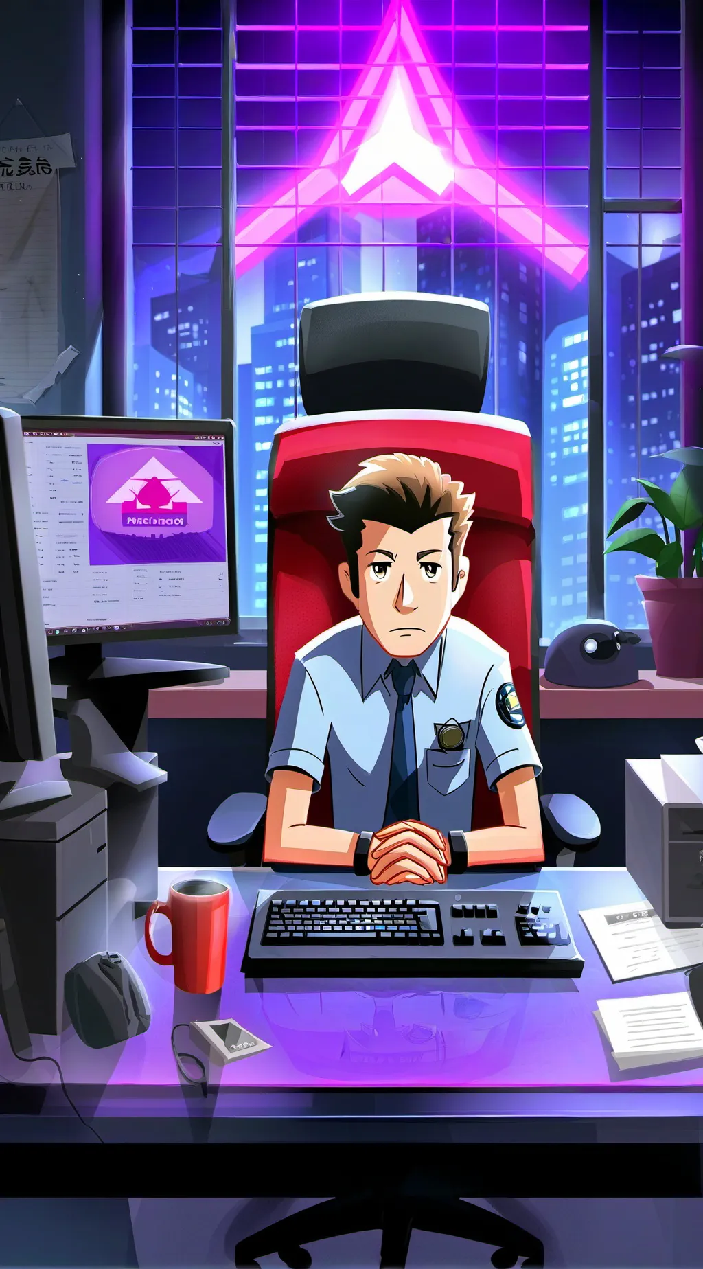 ai character: Night shift background