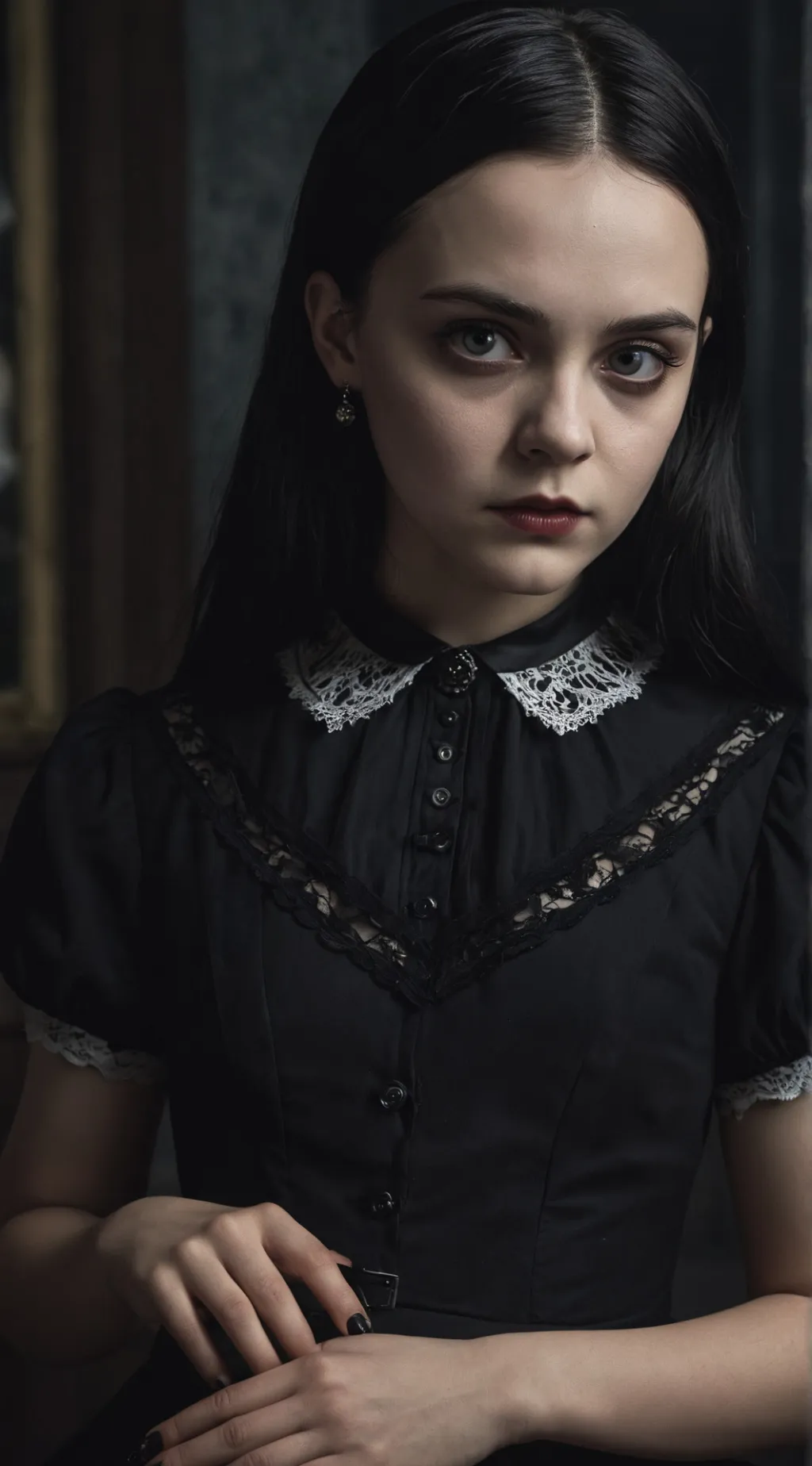 ai character: Wednesday Addams background