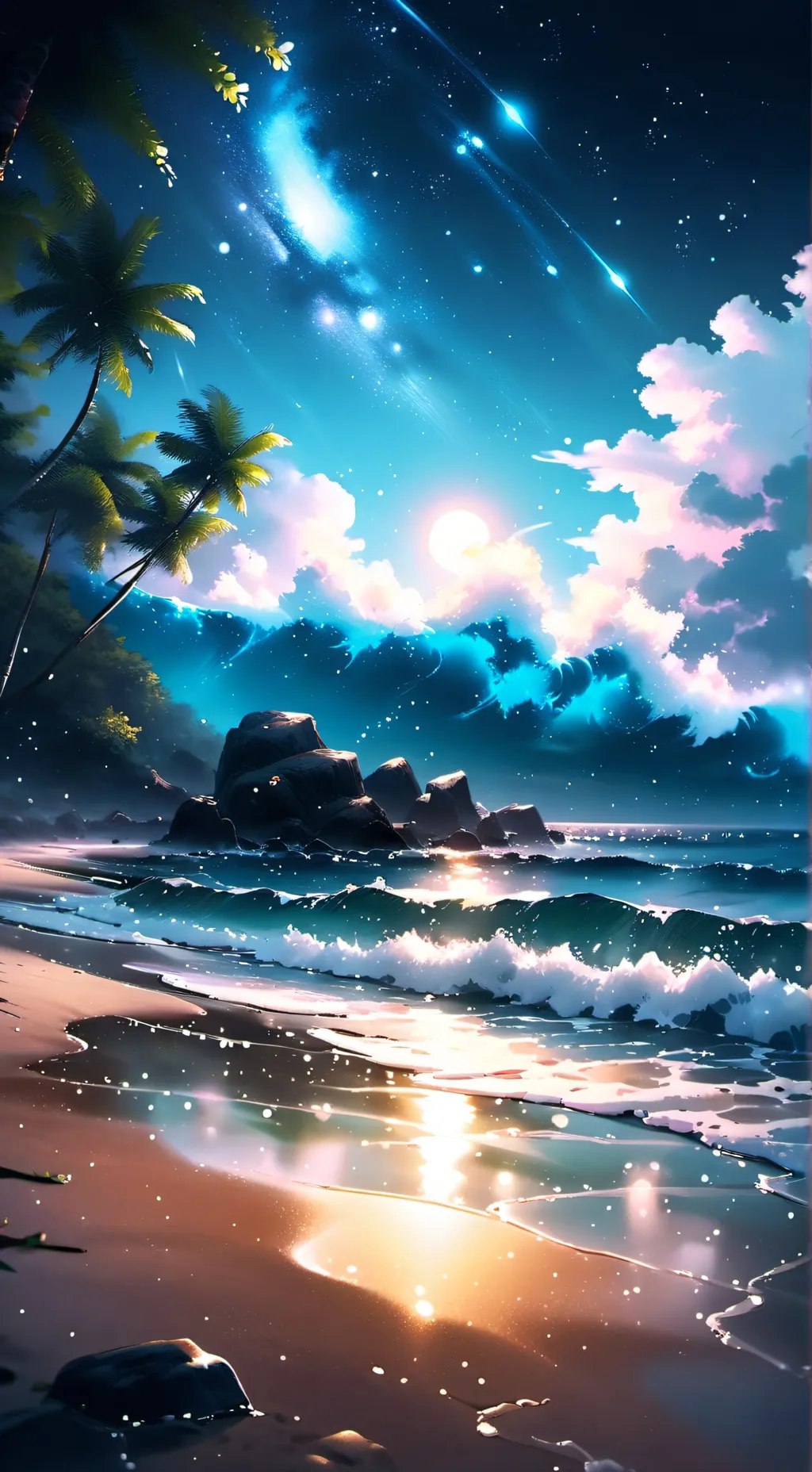 ai character: md at the beach background