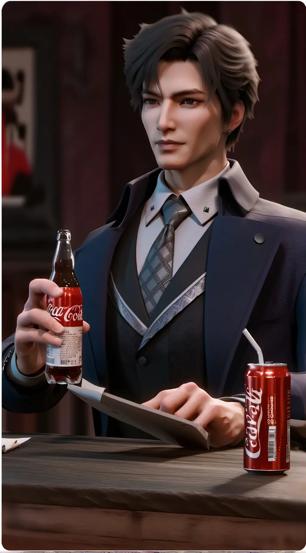 ai character: Coca in cola coca  background