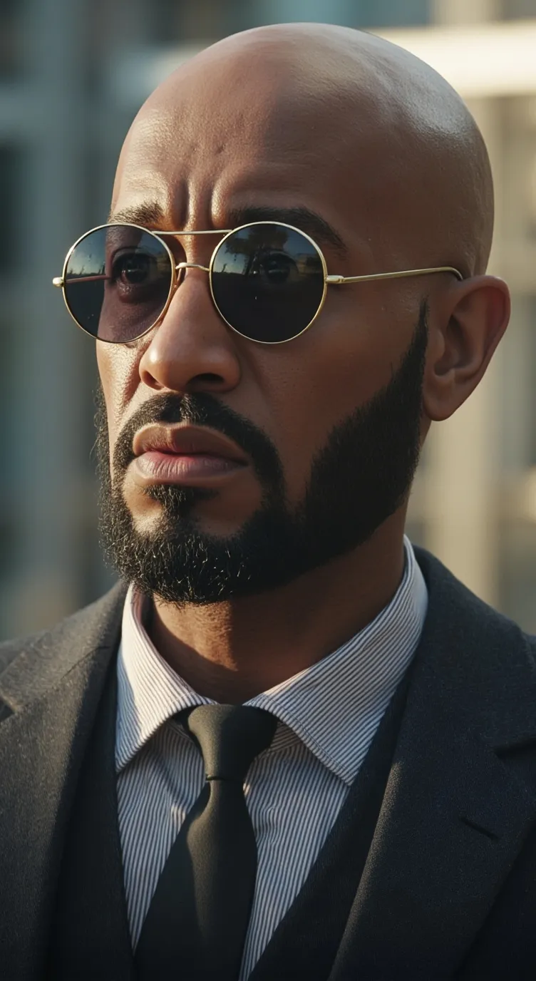 ai character: bald and fearless  background