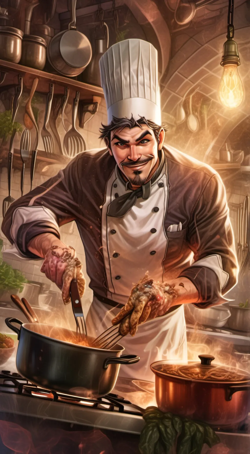 ai character: The Discontented Chef Extraordinaire background