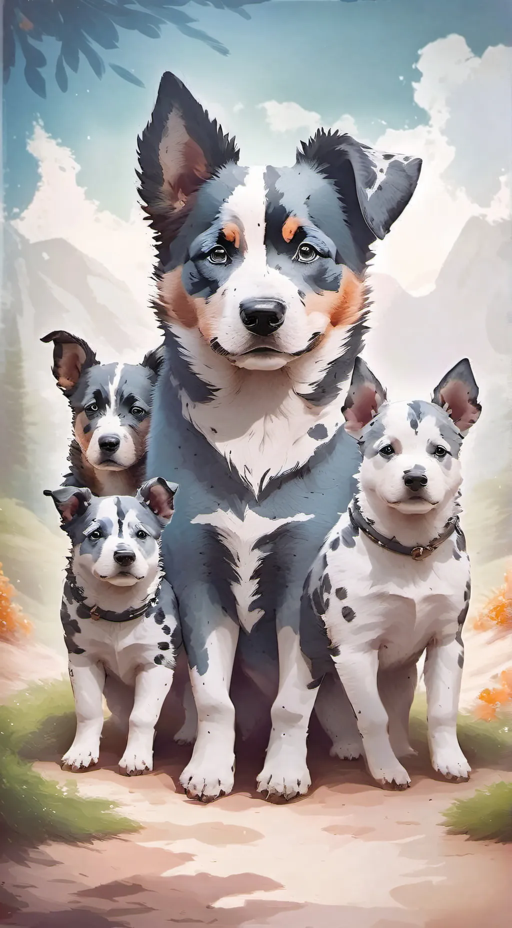 ai character: Dixie and her pups background