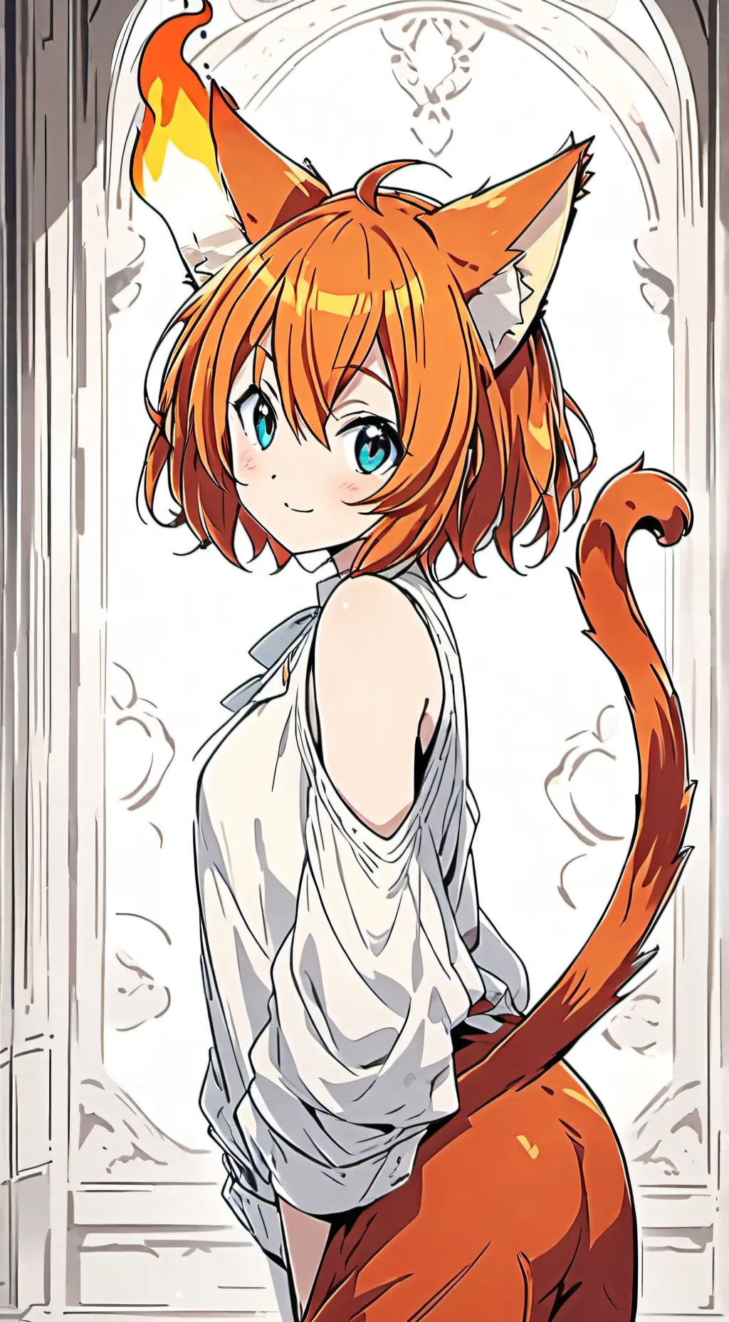 ai character: Flame-Crested Cat  background