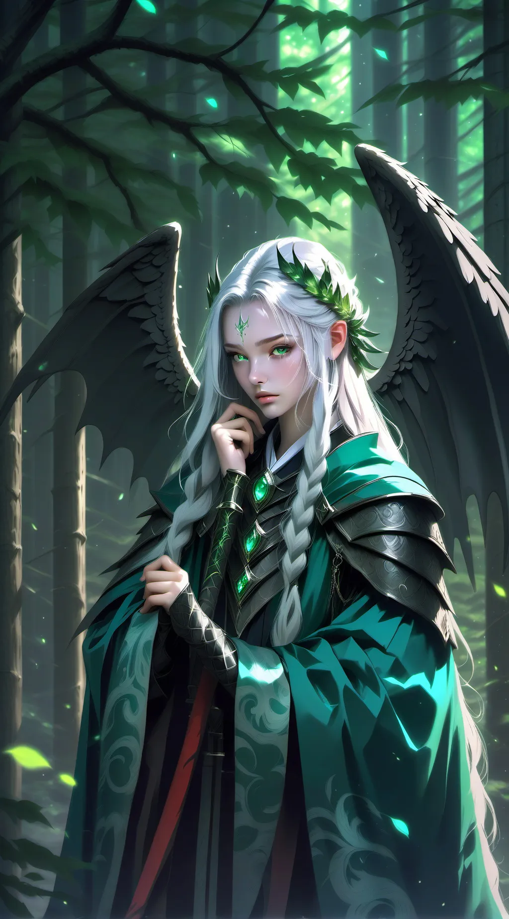 ai character: emerald background