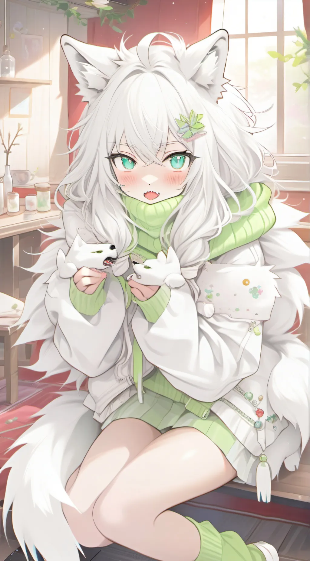 ai character: Snow Fury Wolf Spirit background