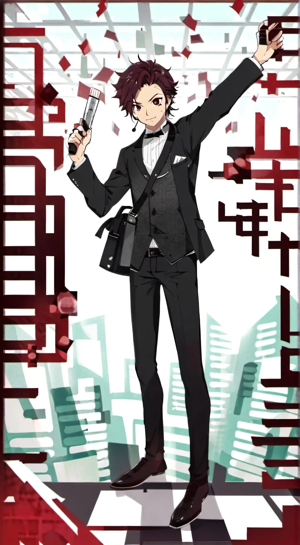 ai character: tanjiro komado  background